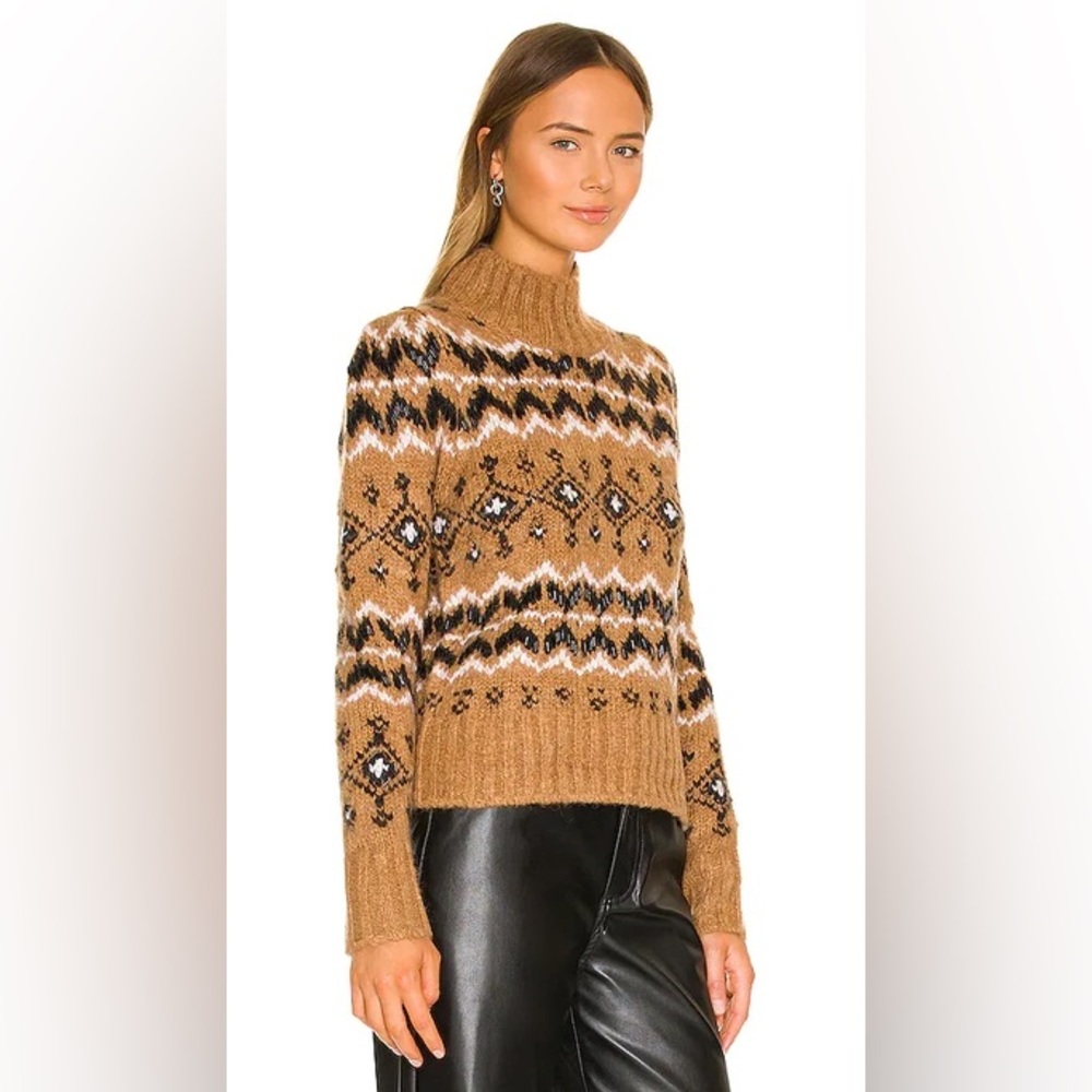 Veronica Beard Chiana bead-embellished Fair Isle knitted turtleneck sweater